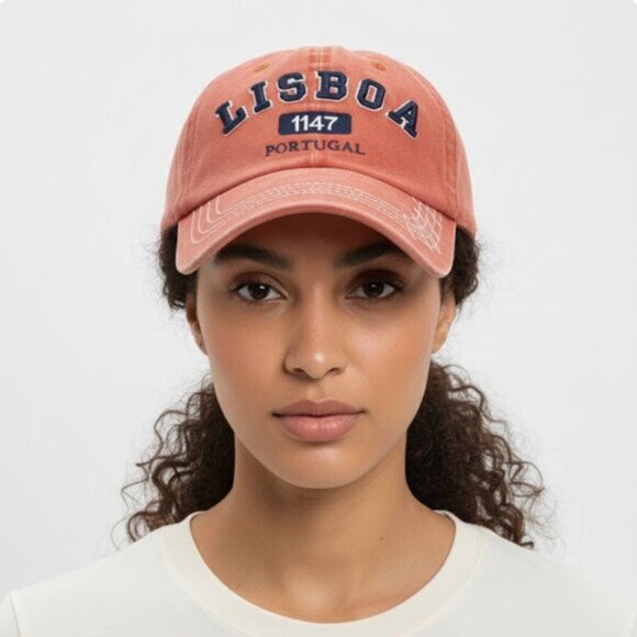 Portugal Lisboa Souvenir Distressed Orange Baseball Cap One Size NWT - Picture 1 of 11